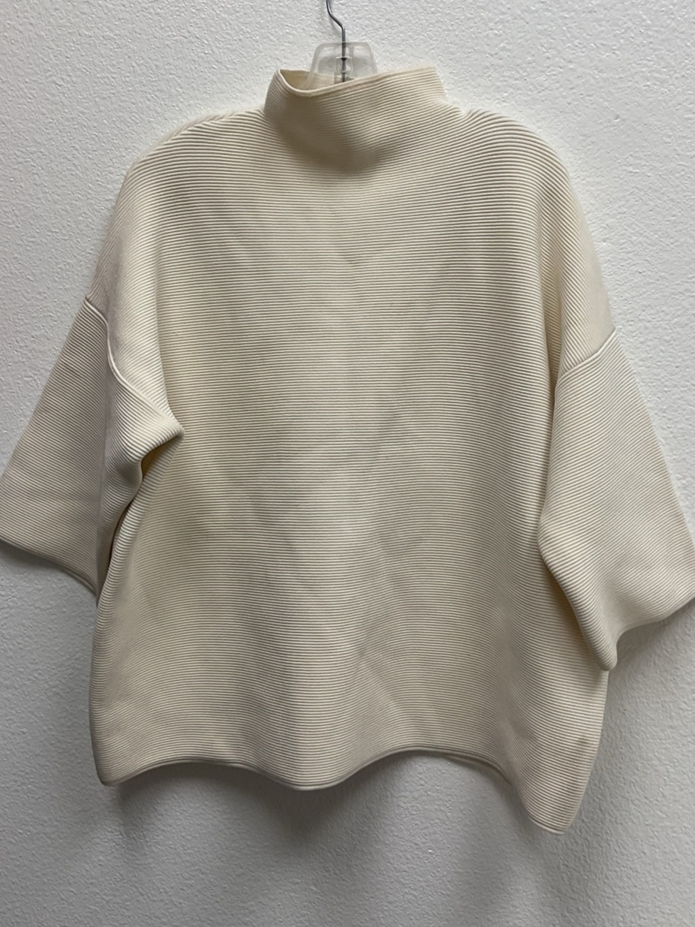 The Row Ribbed Knit Oversized Turtleneck Sweater Cream Ivory Made in USA